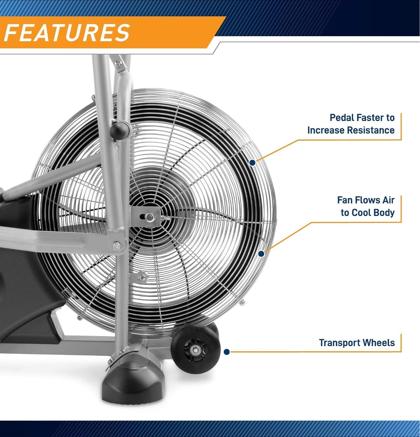 Air Resistance Fan Bike Dual Action Handlebars