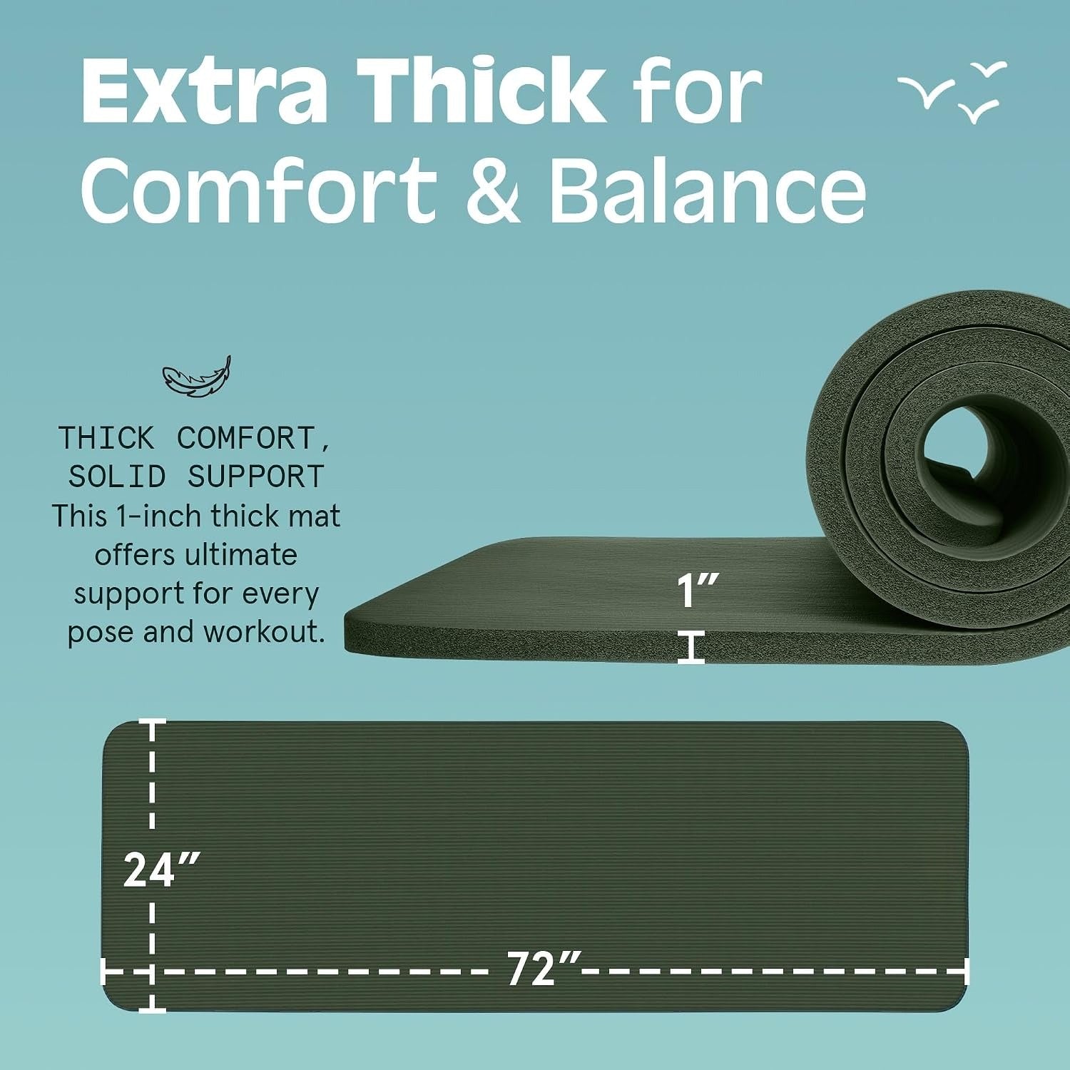 1 Inch Thick Non-Slip Yoga Mat