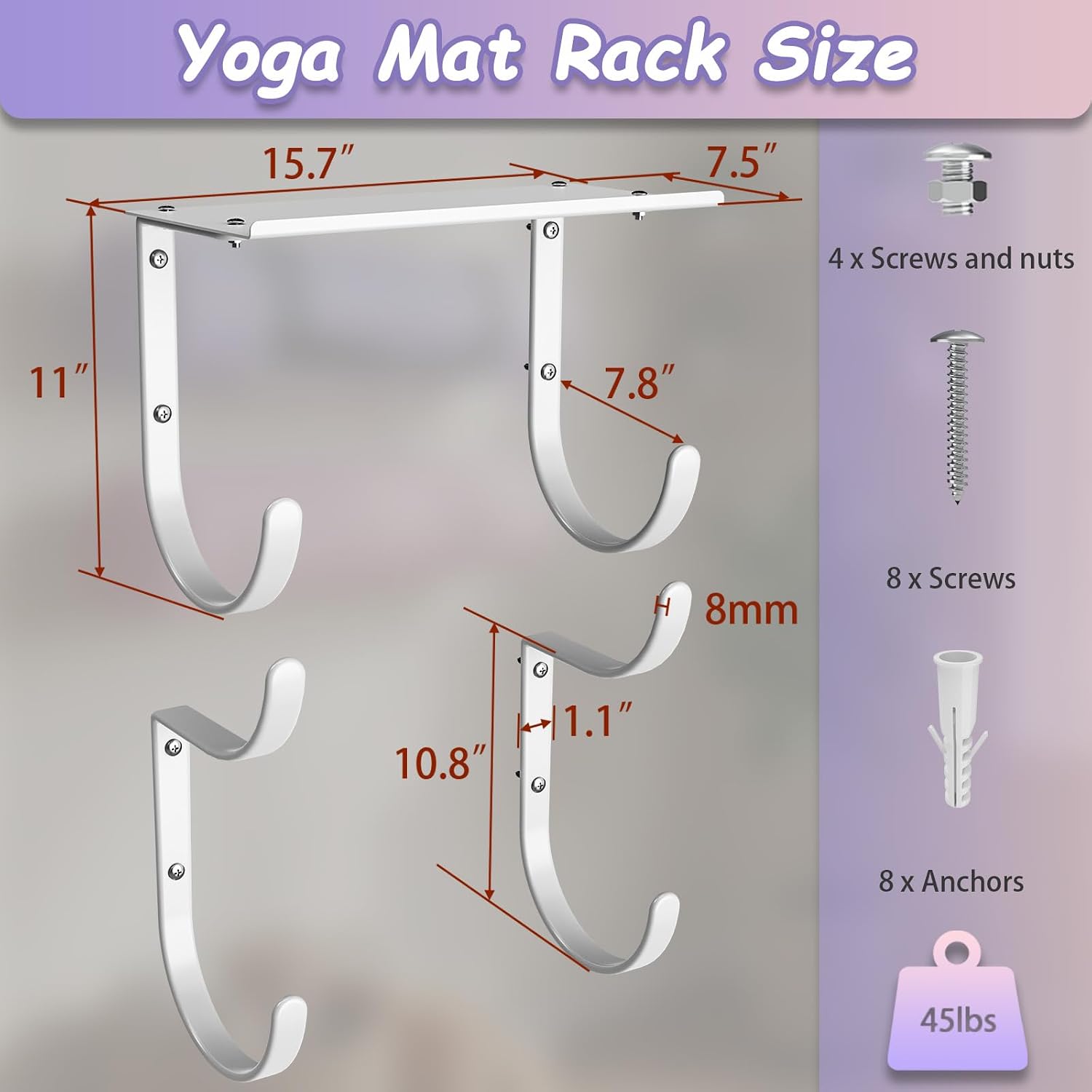 Rubber Yoga Mat Wall Storage Rack