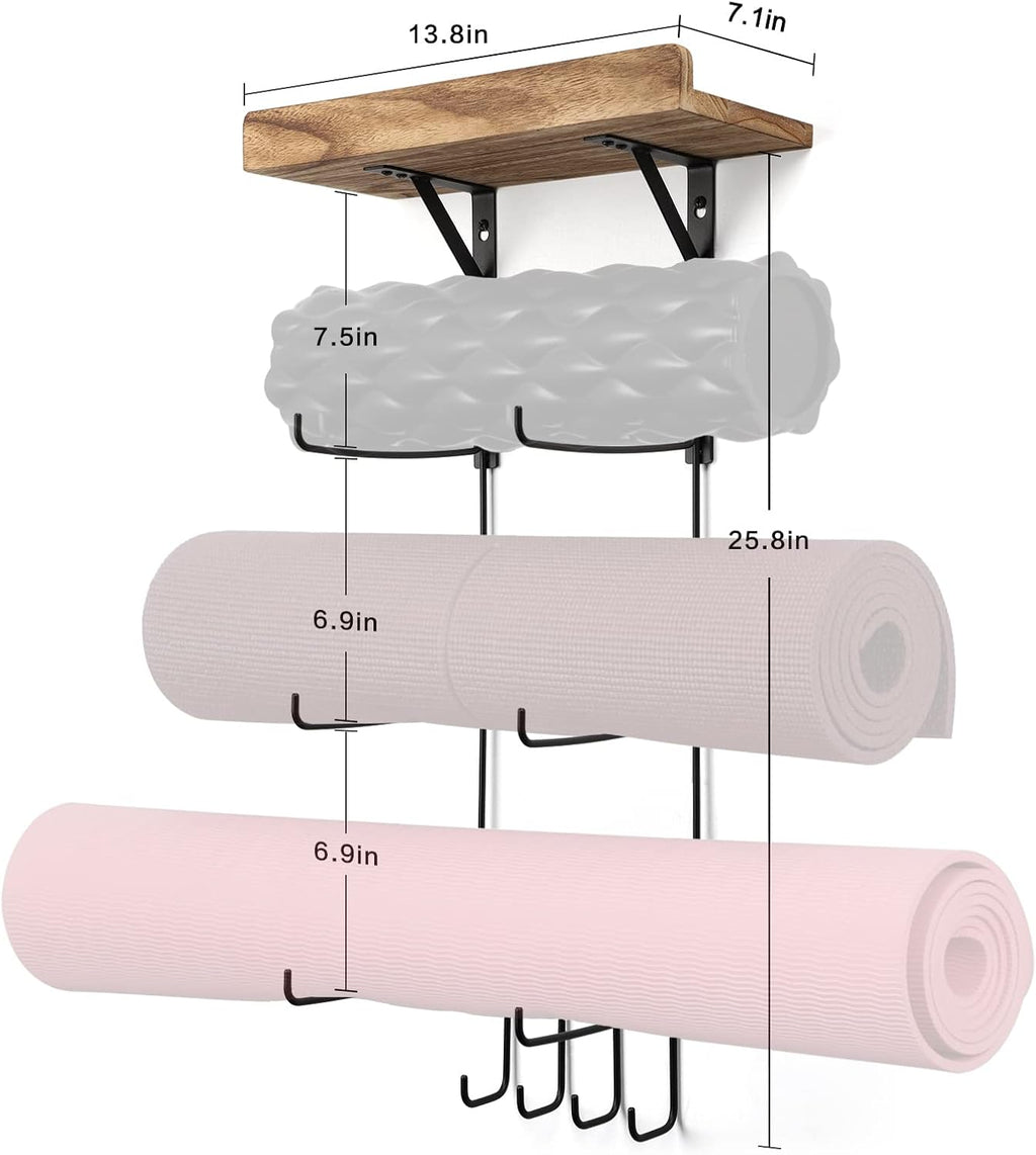2-Pack Black Wood Yoga Mat Wall Rack