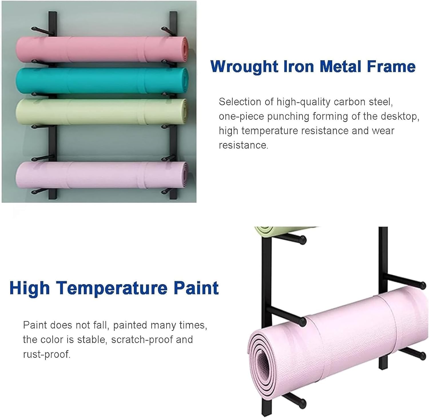 Black 8-Tier Metal Yoga Mat Rack
