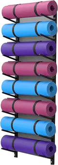 Black 8-Tier Metal Yoga Mat Storage Rack
