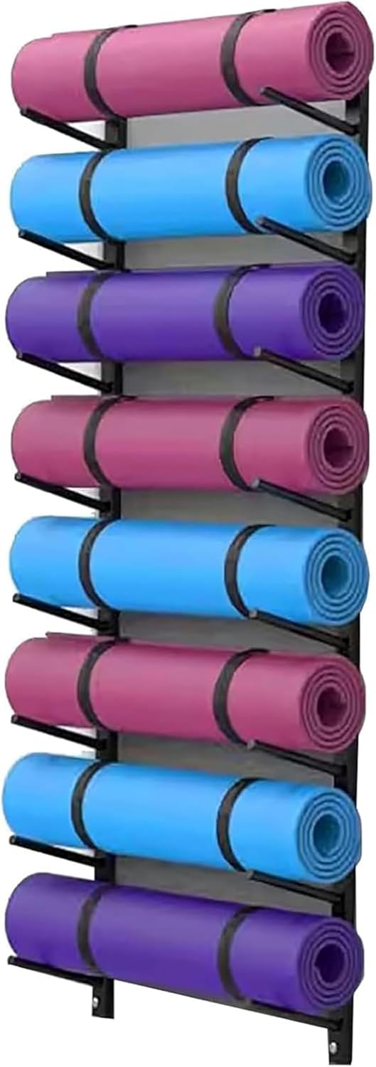 Black 8-Tier Metal Yoga Mat Storage Rack
