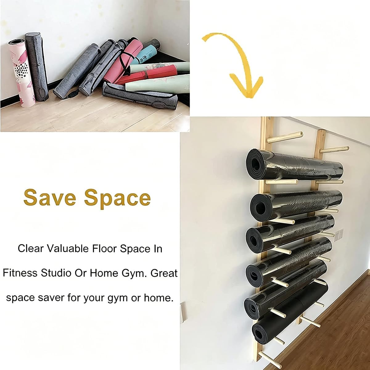 Wood 2-9 Tier Yoga Mat Organizer