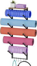 5-Tier Yoga Mat Rack with Hooks & Shelf
