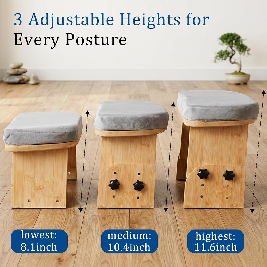 Adjustable Bamboo Meditation Bench