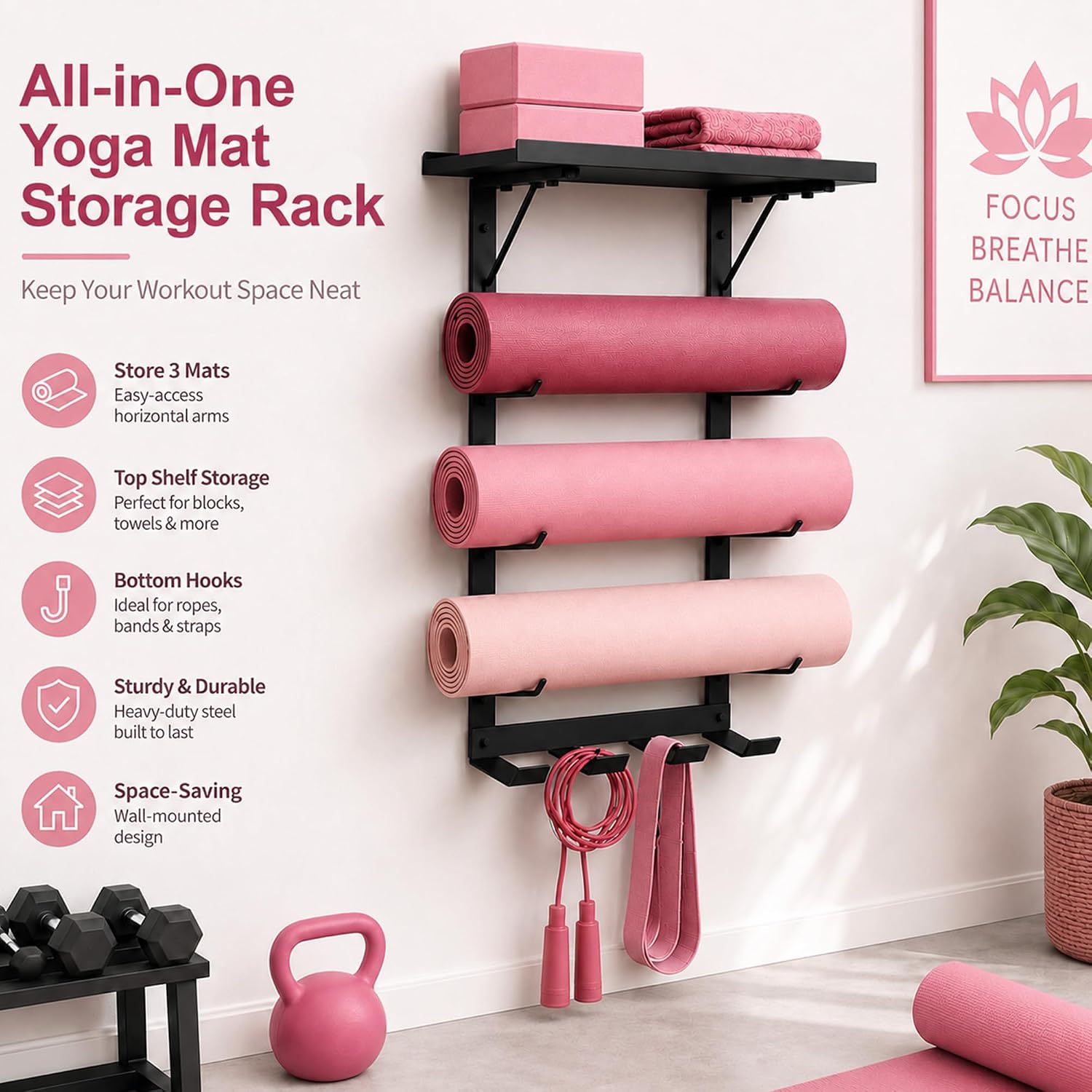 4-Tier Metal Yoga Gear Storage Rack