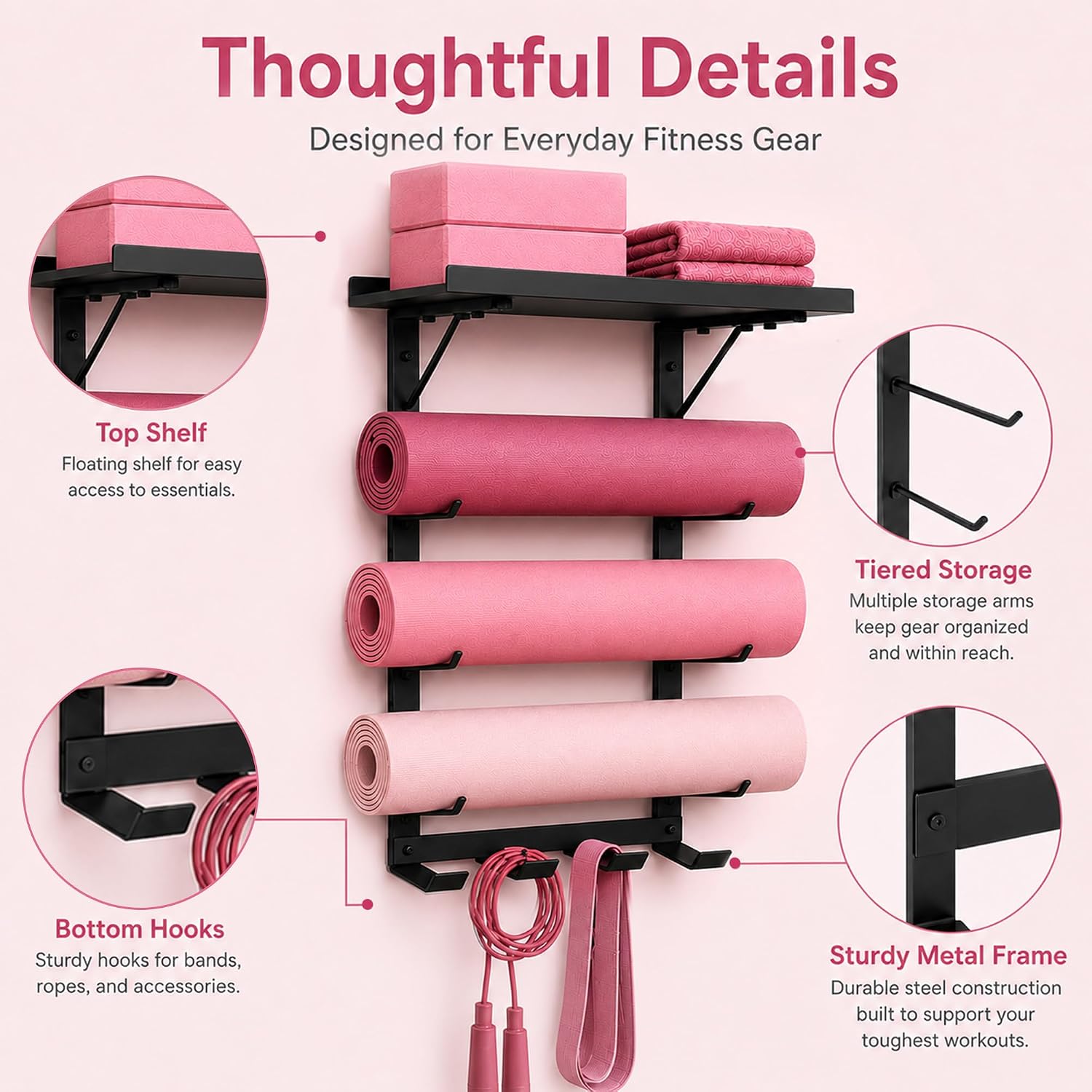4-Tier Metal Yoga Gear Storage Rack