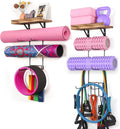 2-Pack Black Wood Yoga Mat Wall Rack