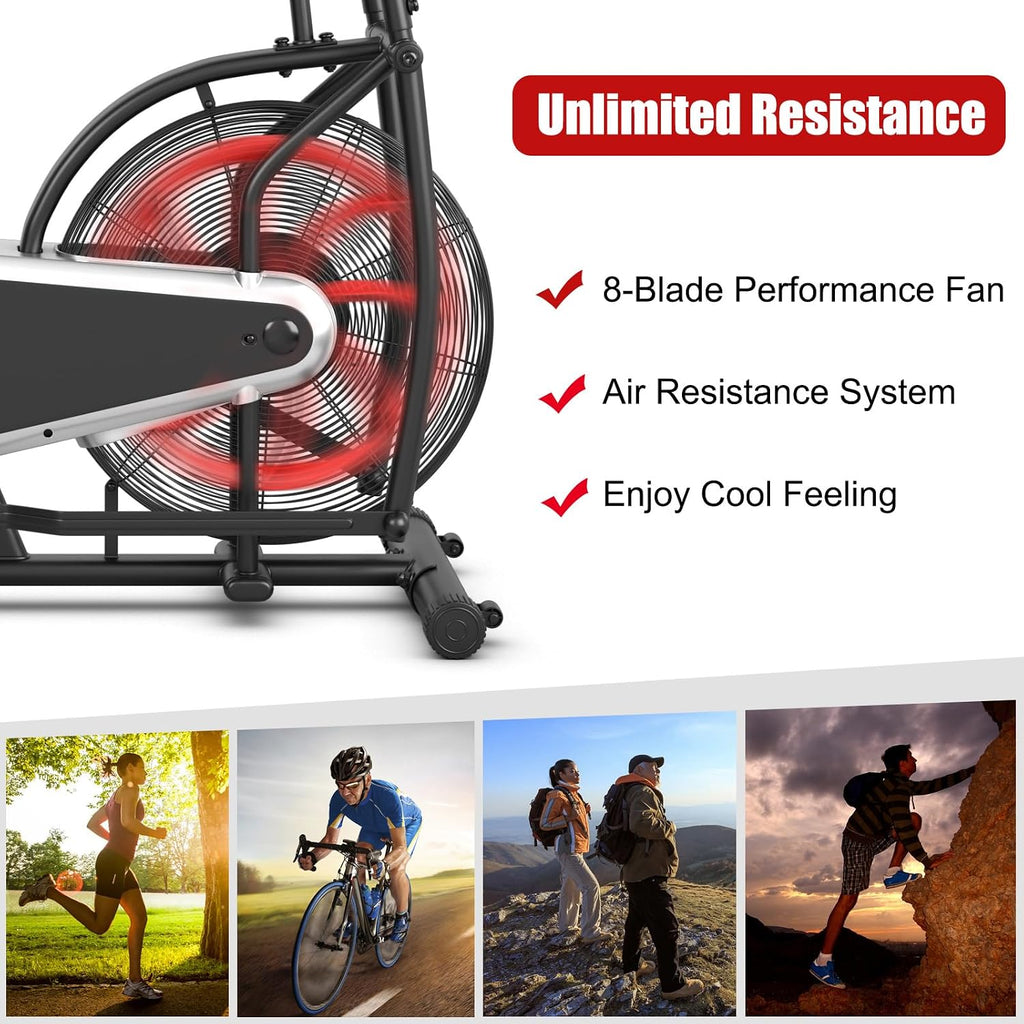 Air Resistance Bike with Dual Handlebars