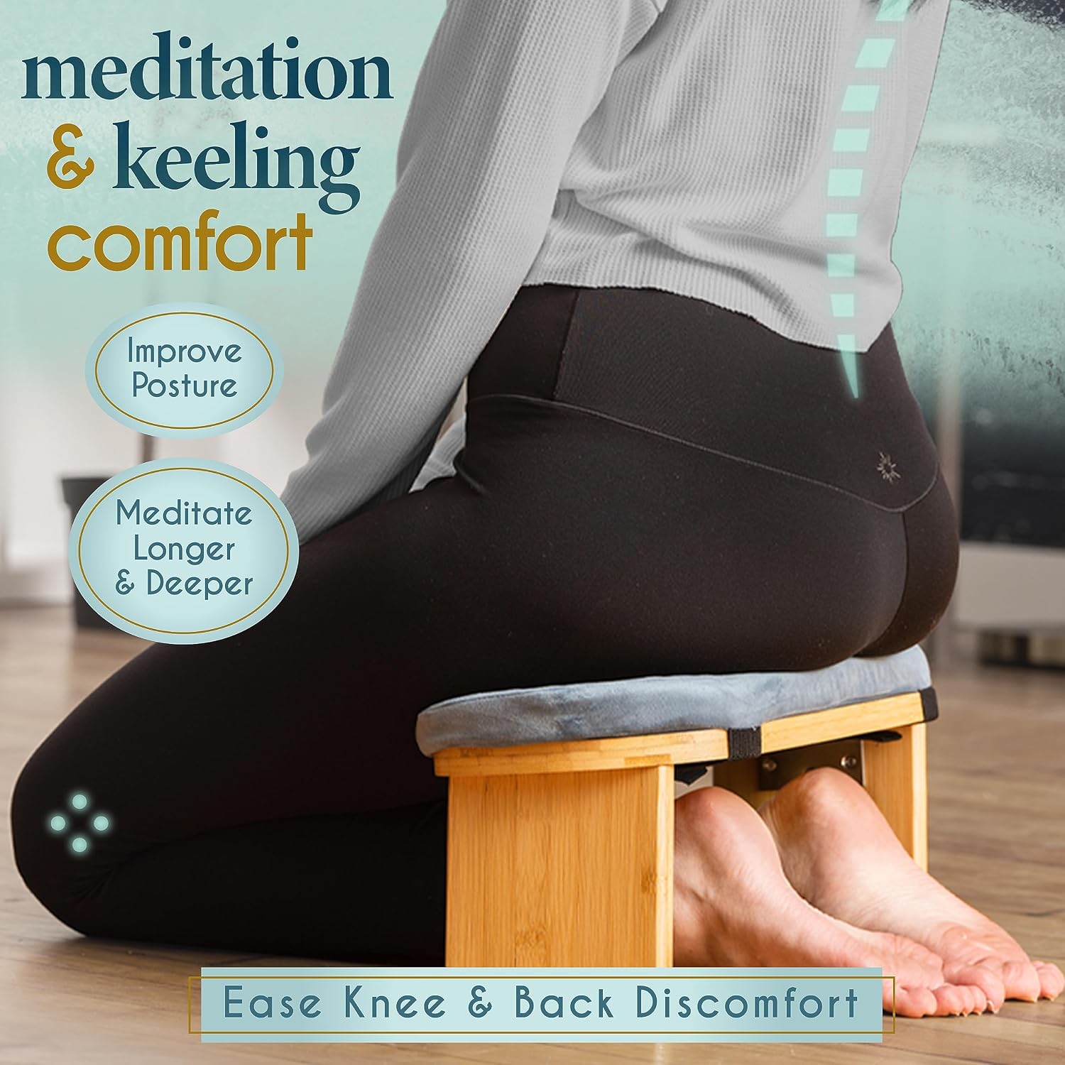 Bamboo Foldable Ergonomic Meditation Bench